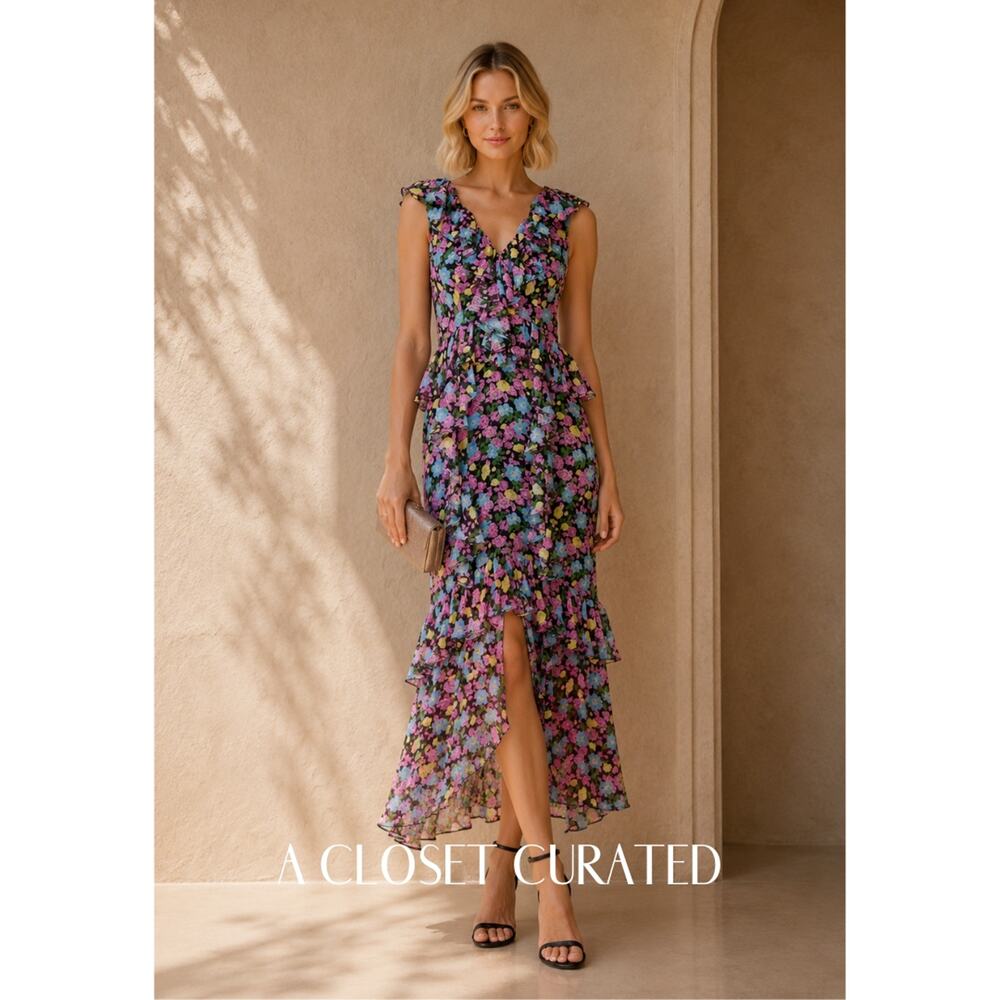 Amur Evita Silk Midi Dress 0
